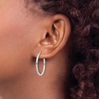 Sterling Silver Rhodium-plated 1.5x 25mm Hoop Earrings view 3