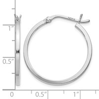 Sterling Silver Rhodium-plated 1.5x 25mm Hoop Earrings view 4