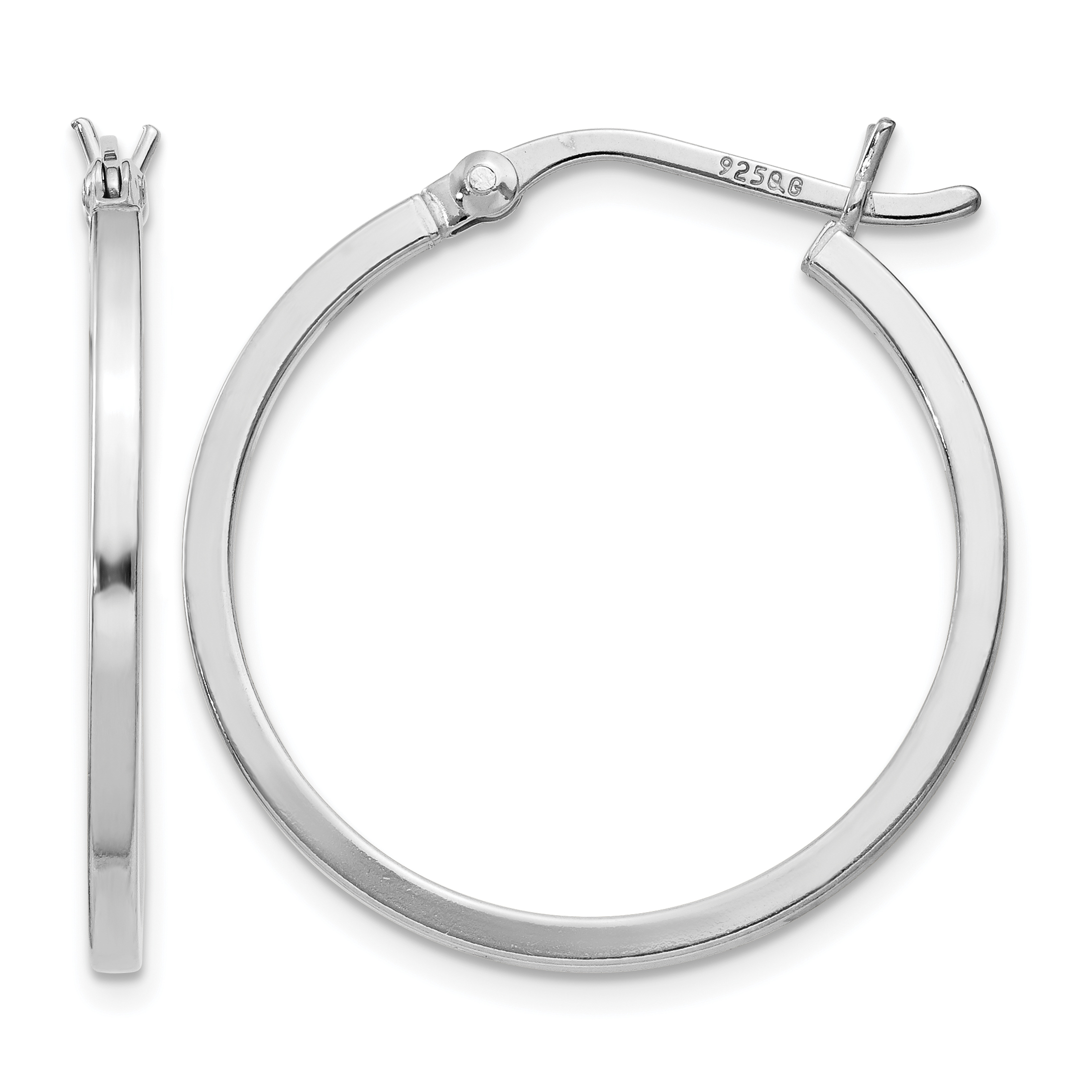 Sterling Silver Rhodium-plated 1.5x25mm Hoop Earrings (QE8097)