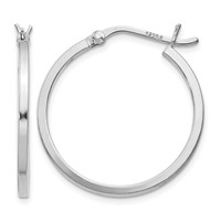 Sterling Silver Rhodium-plated 1.5x 25mm Hoop Earrings view 1
