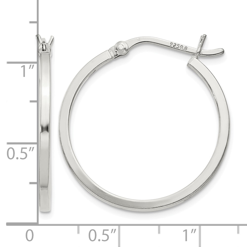 Sterling Silver 1.5x25mm Hoop Earrings (QE8097SP)