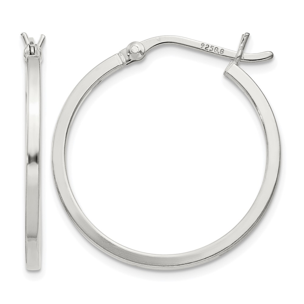 Sterling Silver 1.5x25mm Hoop Earrings (QE8097SP)