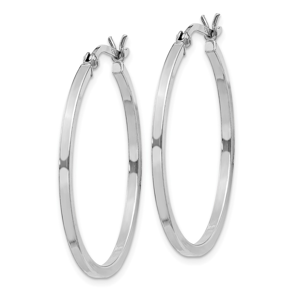 Sterling Silver Rhodium-plated 1.5x30mm Hoop Earrings (QE8098)