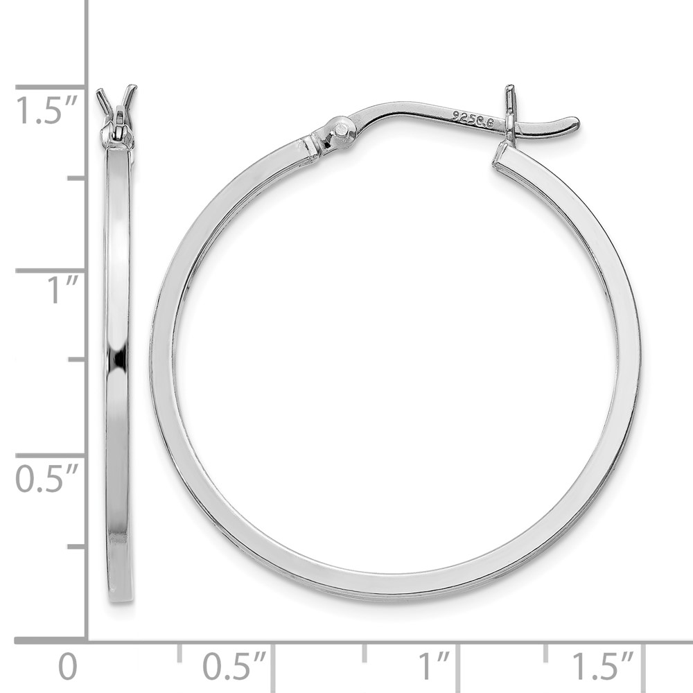 Sterling Silver Rhodium-plated 1.5x30mm Hoop Earrings (QE8098)