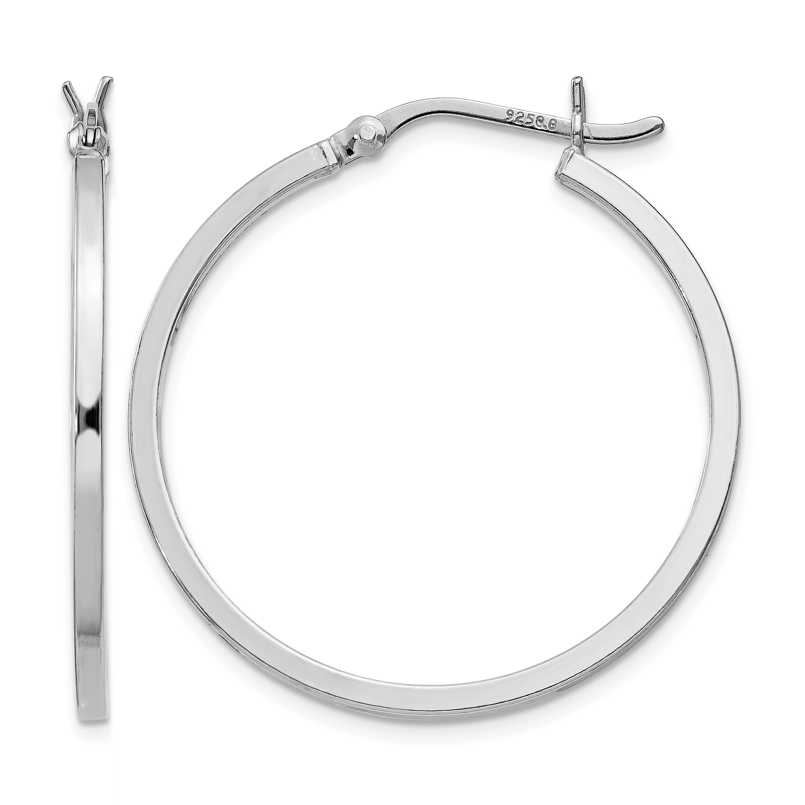 Sterling Silver Rhodium-plated 1.5x30mm Hoop Earrings (QE8098)