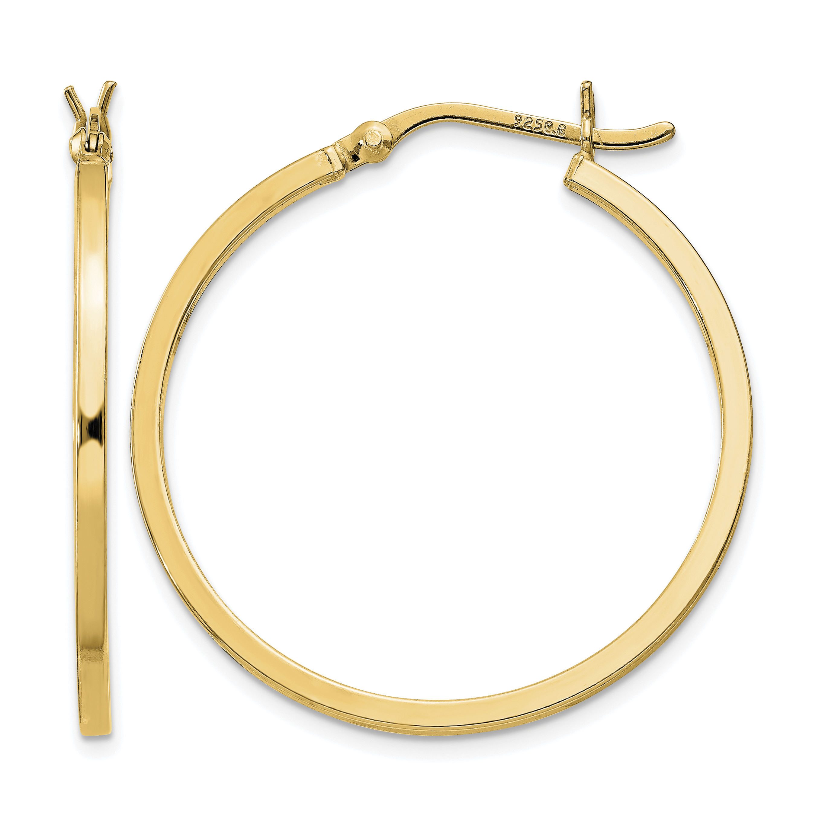 Sterling Silver Flash Gold-plated 1.5x30mm Hoop Earrings (QE8098GP)