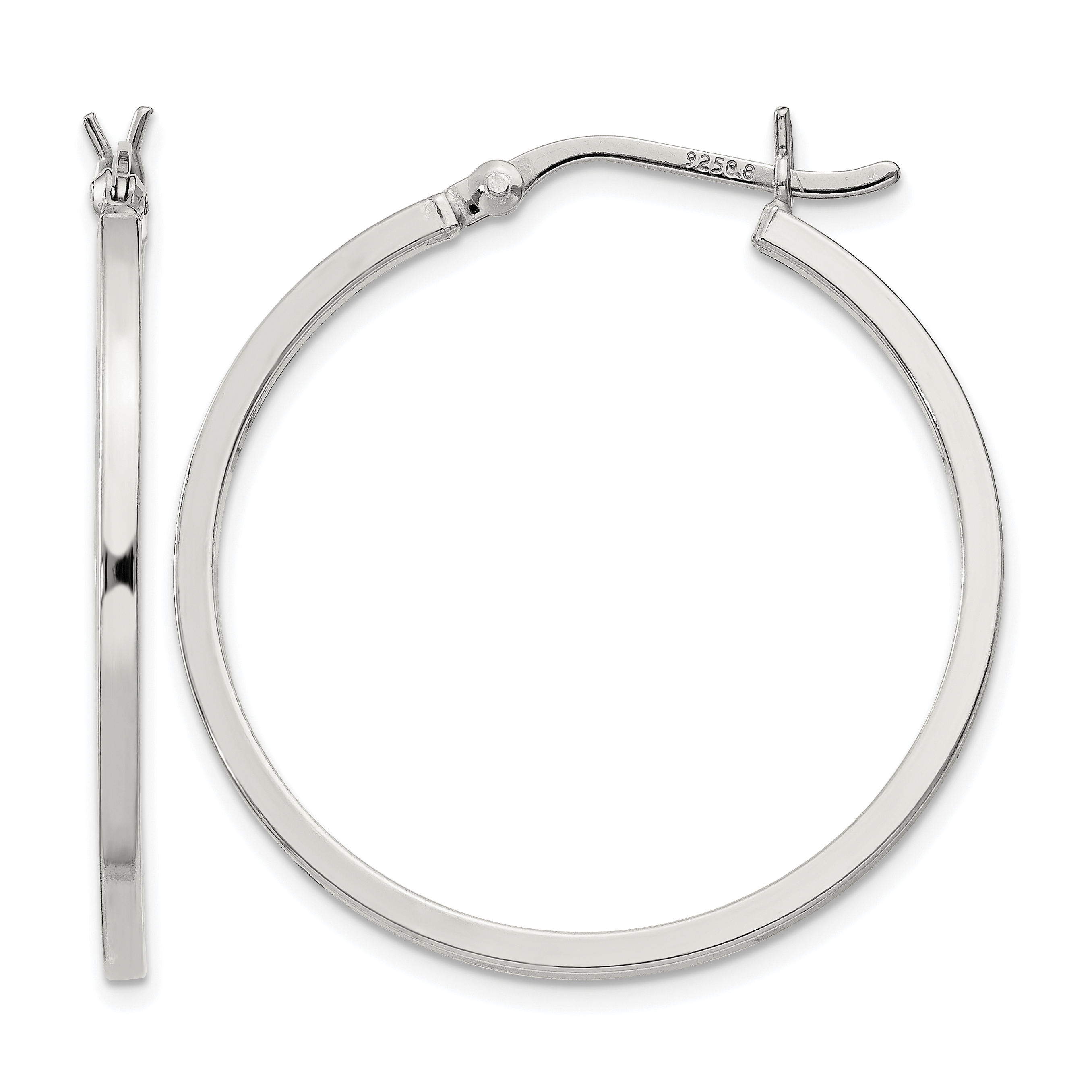 Sterling Silver 1.5x30mm Hoop Earrings (QE8098SP)