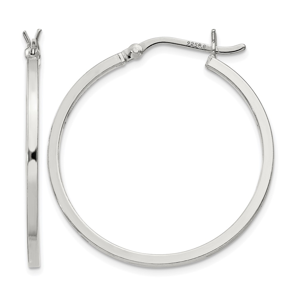 Sterling Silver 1.5x30mm Hoop Earrings (QE8098SP)