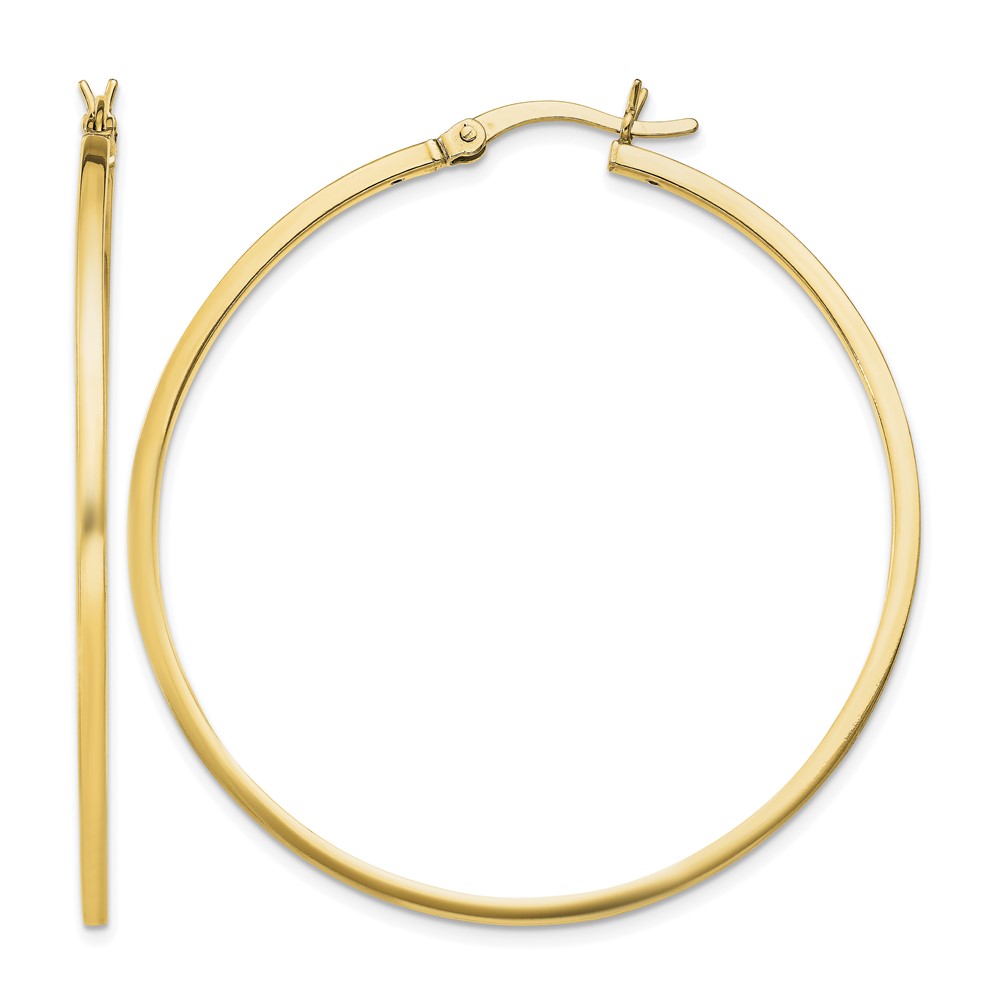Sterling Silver Flash Gold-plated 1.5x45mm Hoop Earrings (QE8099GP)