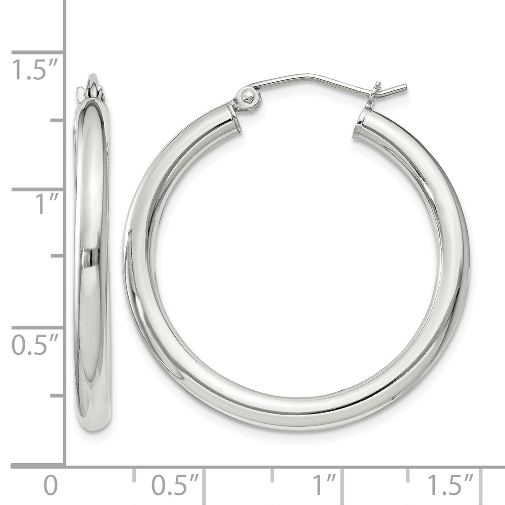 Sterling Silver 3mm Round Hoop Earrings (QE809SP)