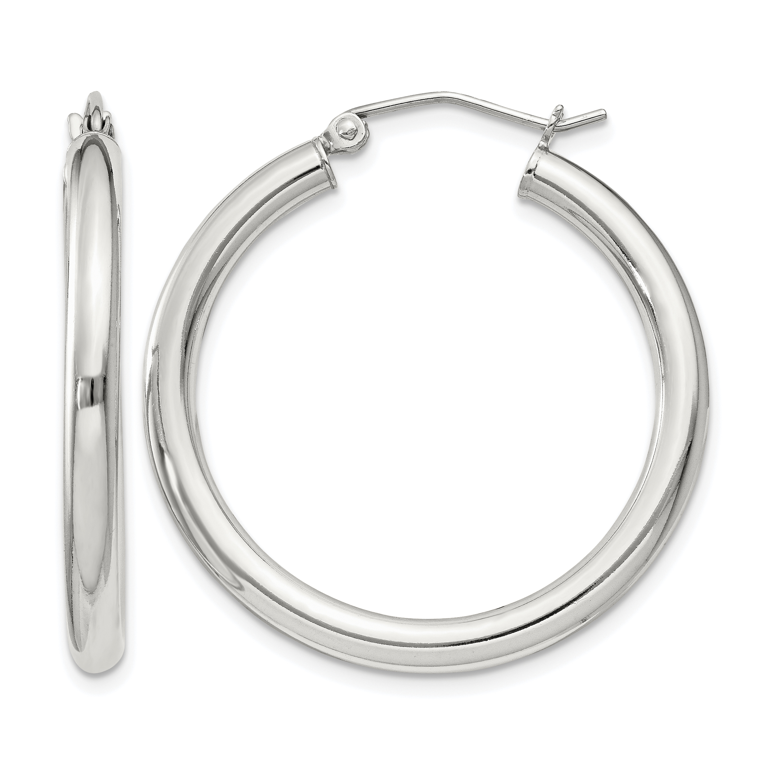 Sterling Silver 3mm Round Hoop Earrings (QE809SP)
