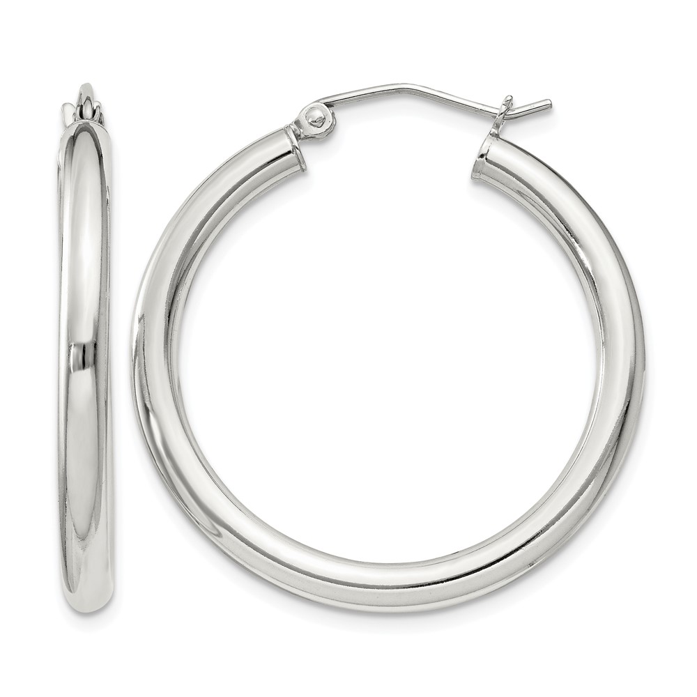 Sterling Silver 3mm Round Hoop Earrings (QE809SP)