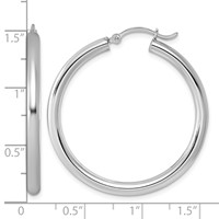 Sterling Silver Rhodium-plated 3mm Round Hoop Earrings view 5