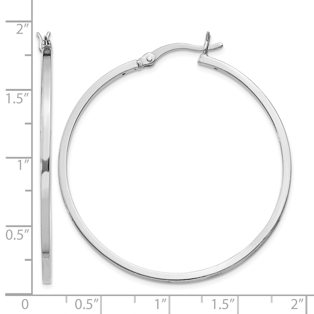 Sterling Silver Rhodium-plated 1.5x40mm Hoop Earrings (QE8100)