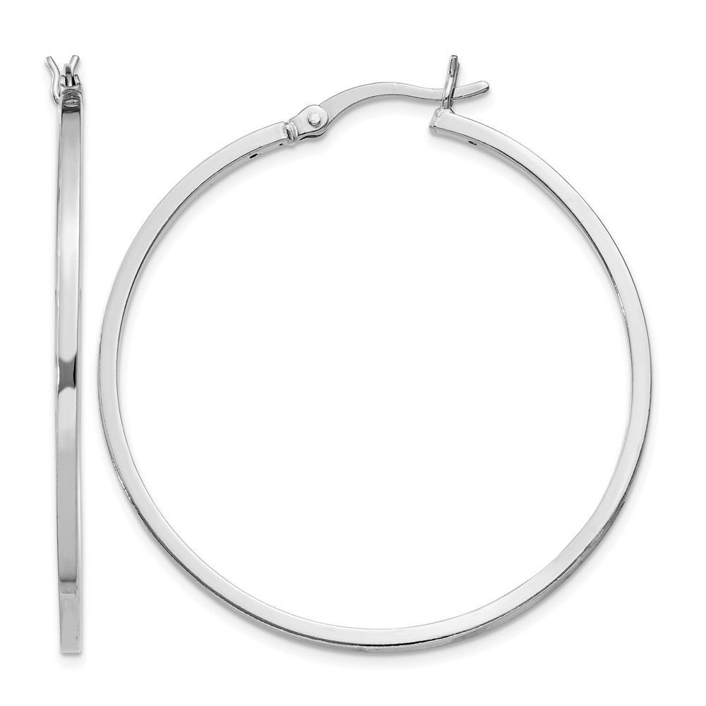 Sterling Silver Rhodium-plated 1.5x40mm Hoop Earrings (QE8100)