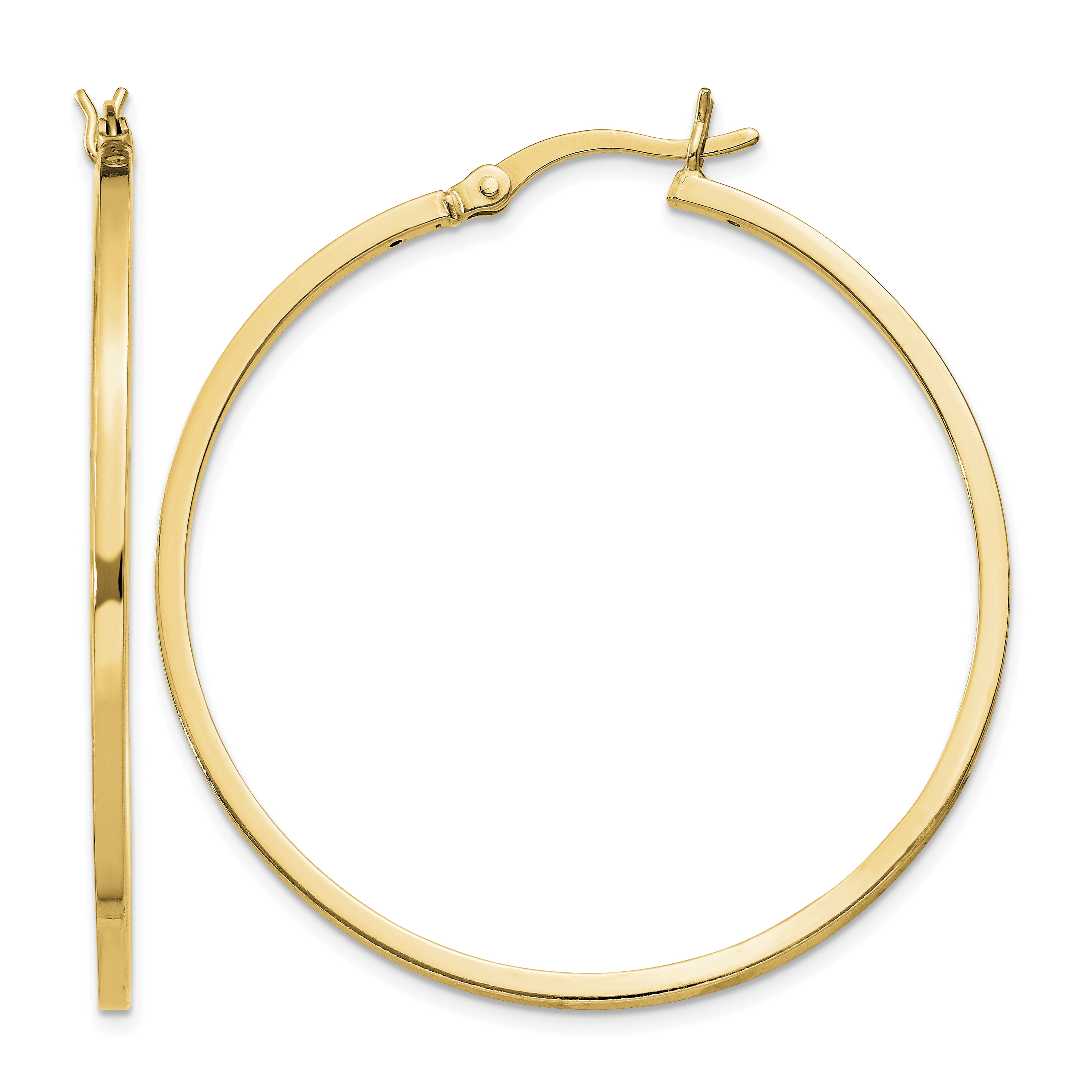 Sterling Silver Flash Gold-plated 1.5x40mm Hoop Earrings (QE8100GP)
