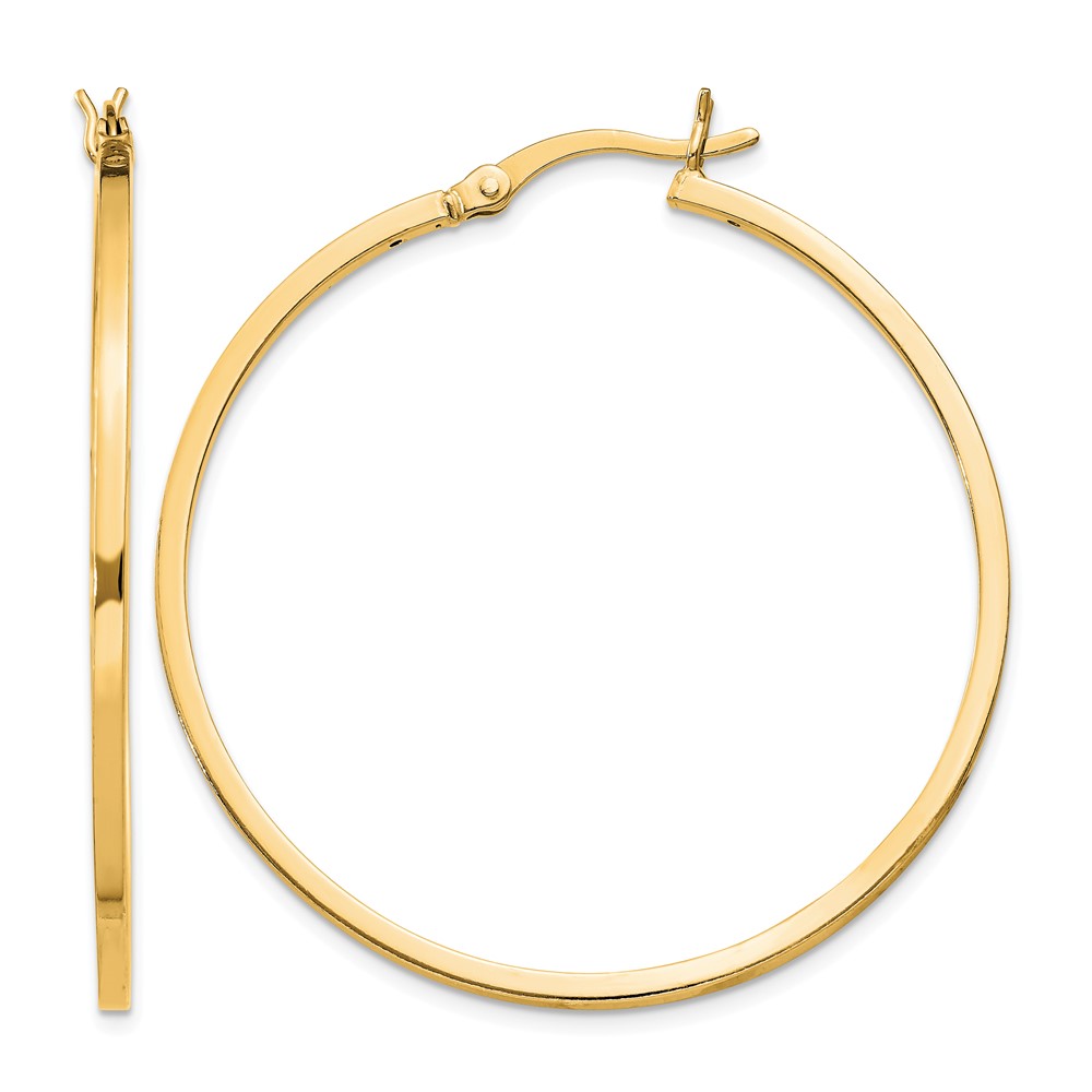 Sterling Silver Flash Gold-plated 1.5x40mm Hoop Earrings (QE8100GP)