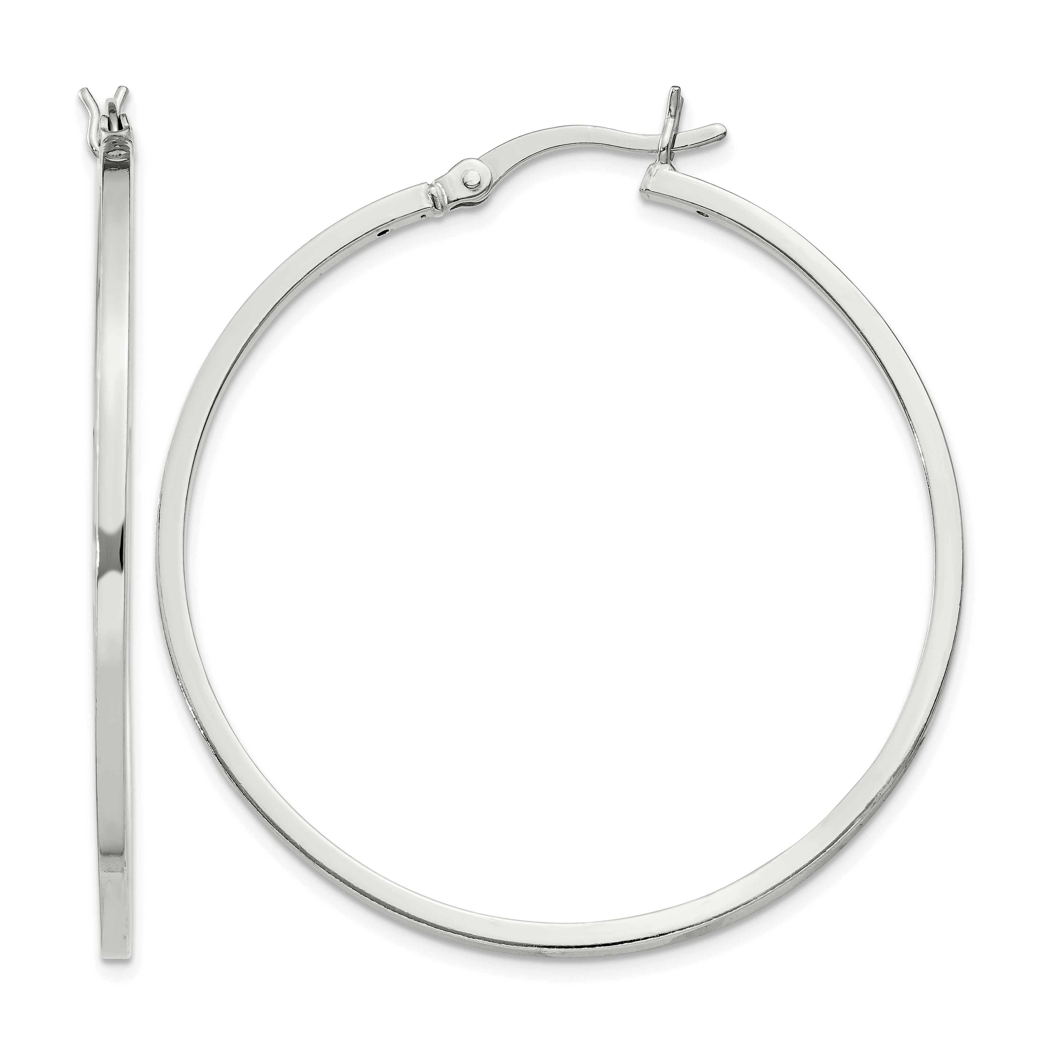 Sterling Silver 1.5x40mm Hoop Earrings (QE8100SP)