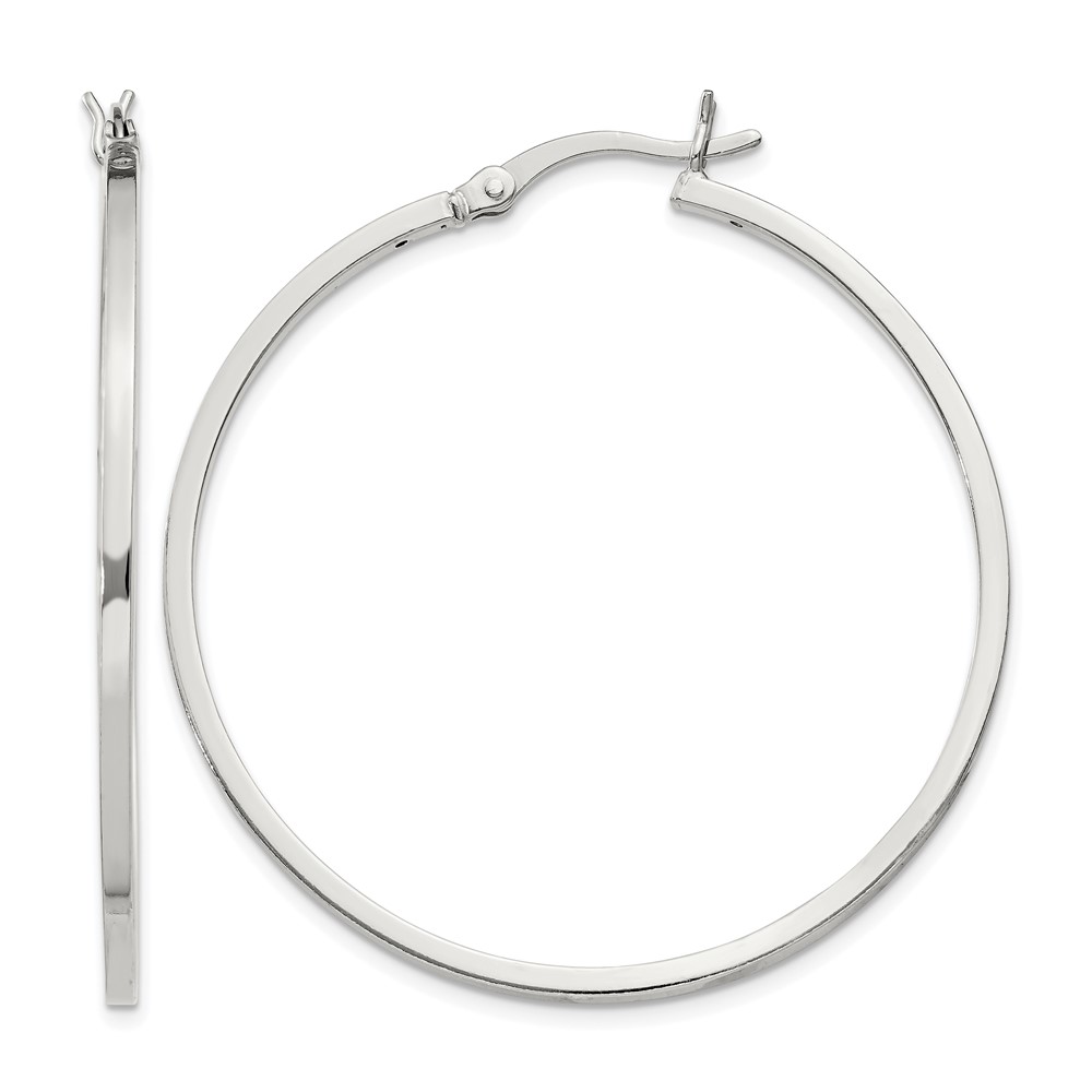Sterling Silver 1.5x40mm Hoop Earrings (QE8100SP)