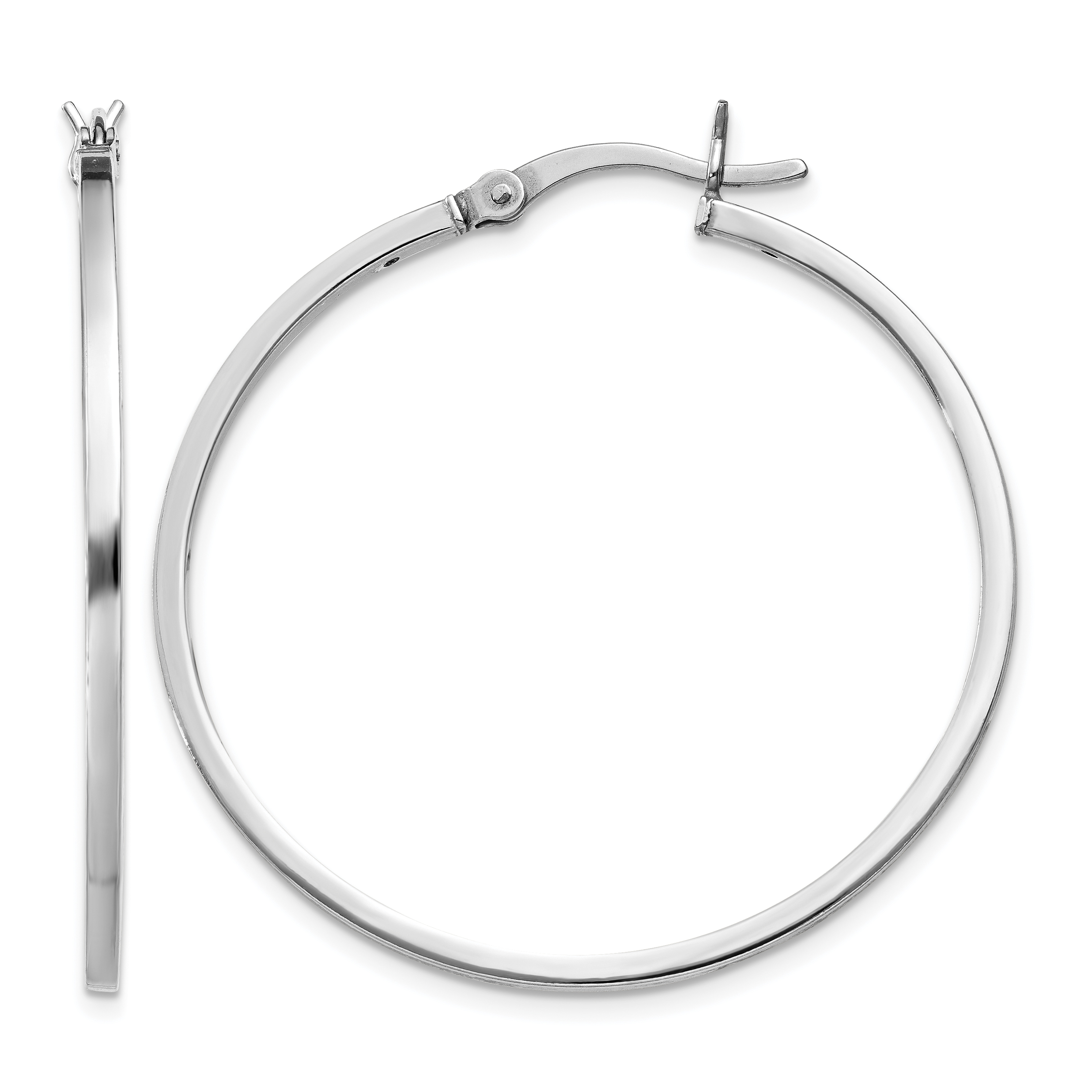 Sterling Silver Rhodium-plated 1.5x35mm Hoop Earrings (QE8101)