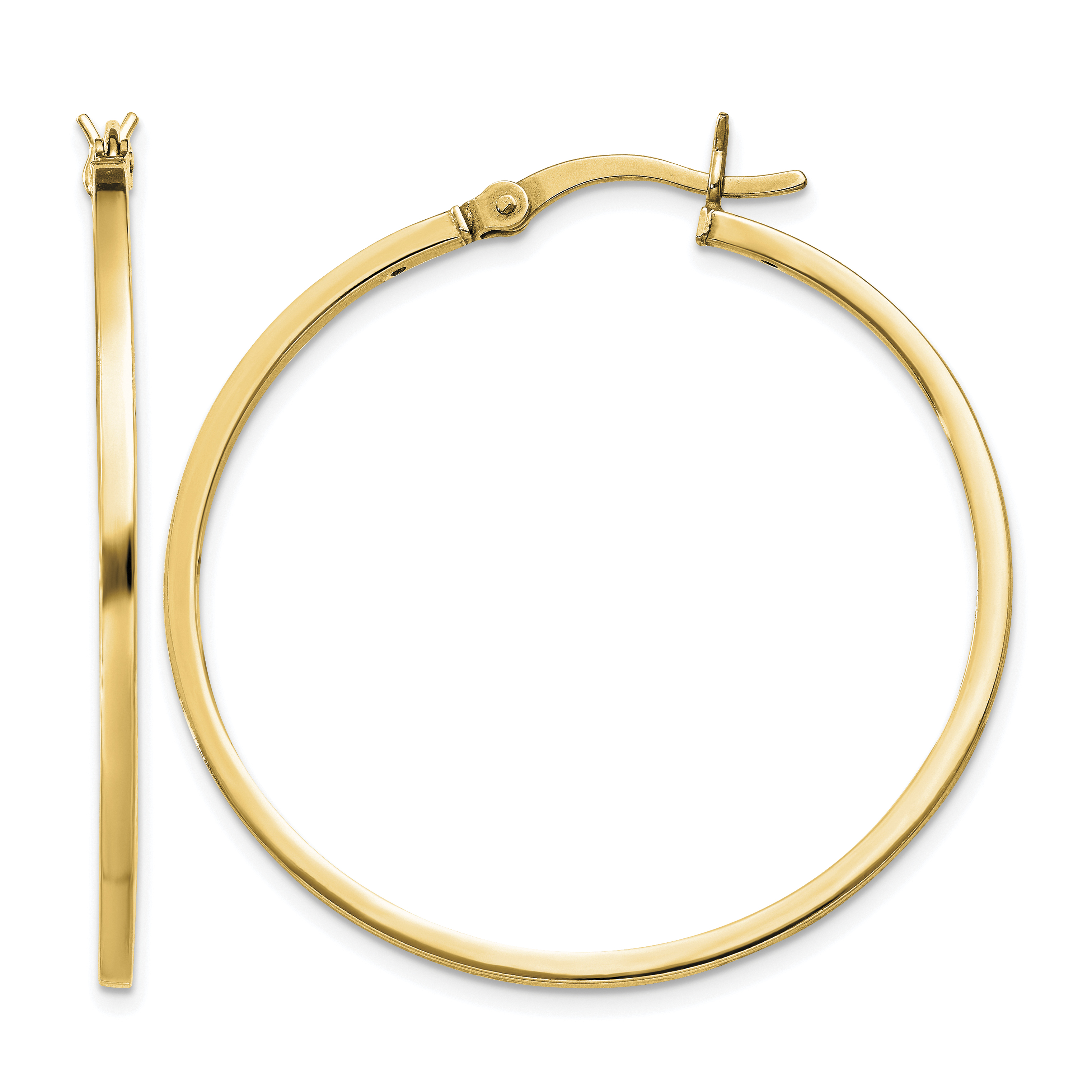 Sterling Silver Flash Gold-plated 1.5x35mm Hoop Earrings (QE8101GP)