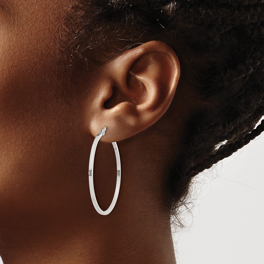 Sterling Silver 1.5x35mm Hoop Earrings (QE8101SP)