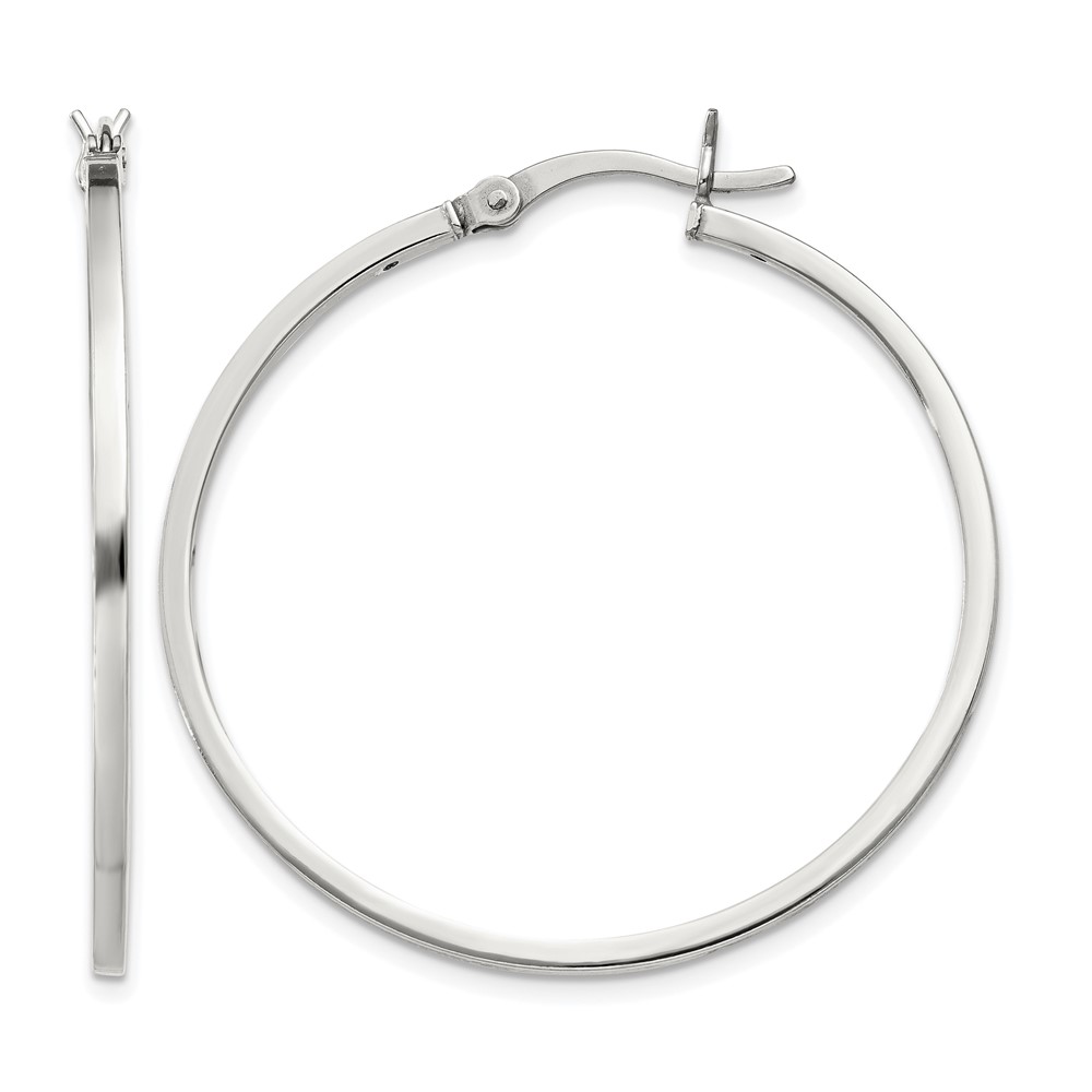 Sterling Silver 1.5x35mm Hoop Earrings (QE8101SP)