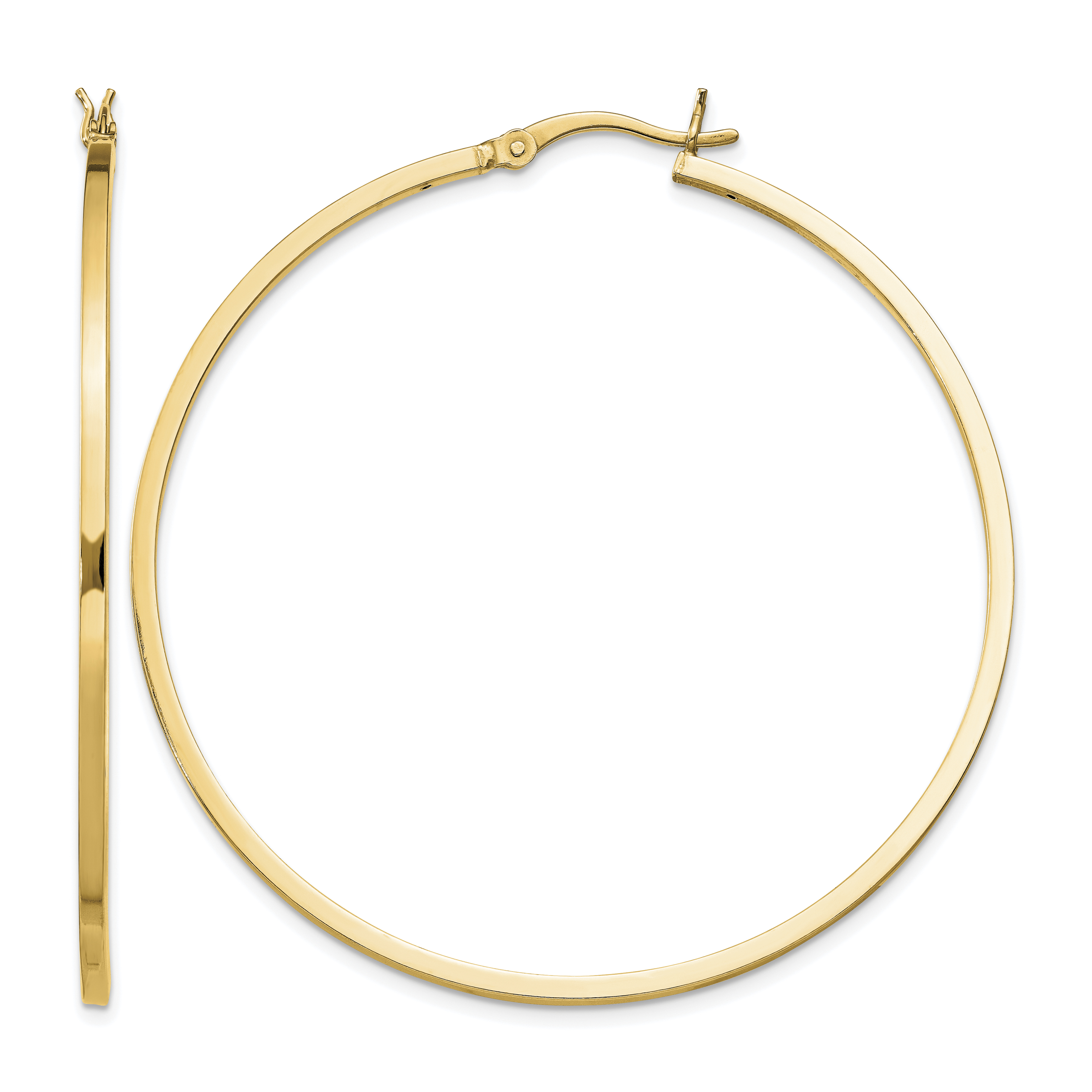 Sterling Silver Flash Gold-plated 1.5x50mm Hoop Earrings (QE8104GP)