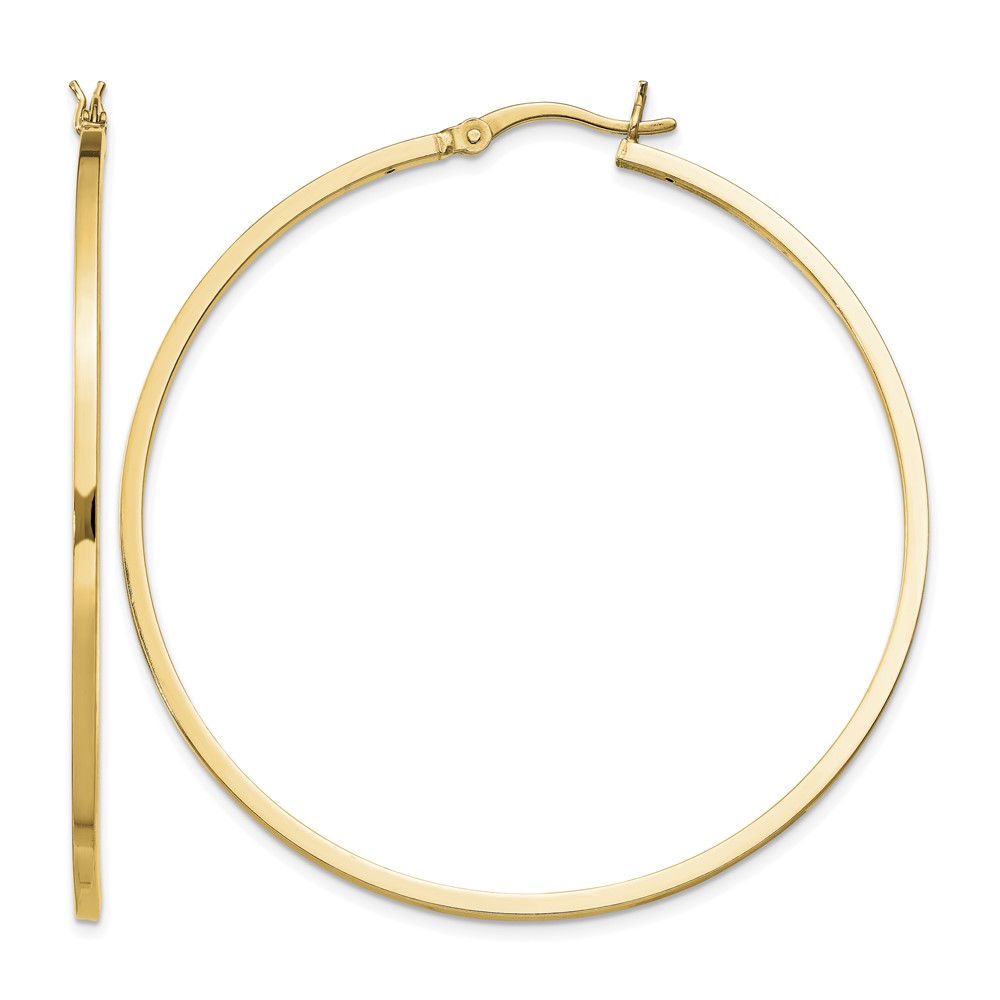 Sterling Silver Flash Gold-plated 1.5x50mm Hoop Earrings (QE8104GP)