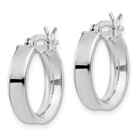 Sterling Silver Rhodium Plated 4x 16mm Hoop Earrings view 2