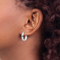 Sterling Silver Rhodium Plated 4x 16mm Hoop Earrings view 3
