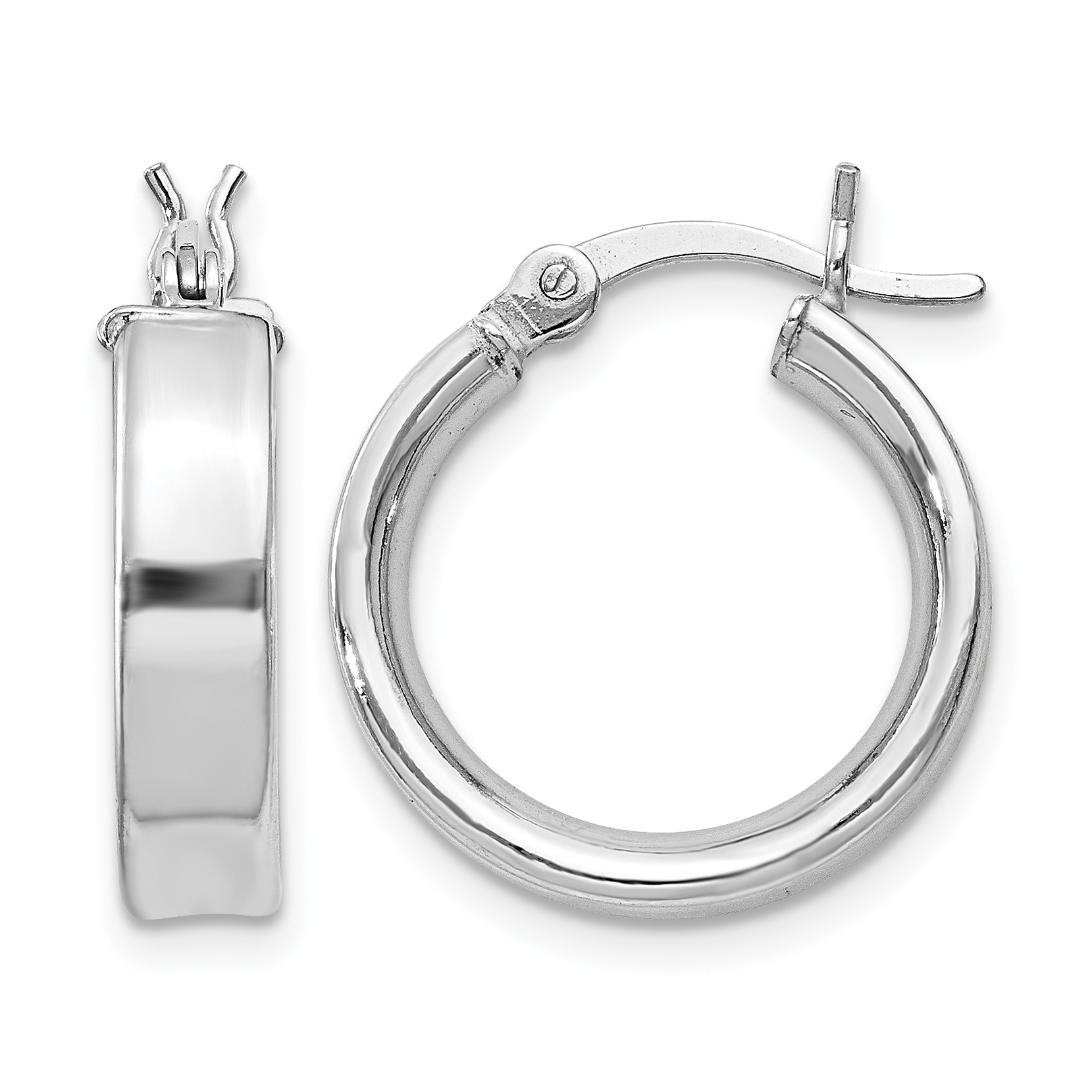 Sterling Silver Rhodium Plated 4x16mm Hoop Earrings (QE8105)
