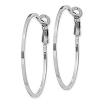 Sterling Silver RH-plated 1.5x 40mm Omega Back Round Hoop Earrings view 2