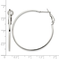 Sterling Silver RH-plated 1.5x 40mm Omega Back Round Hoop Earrings view 4