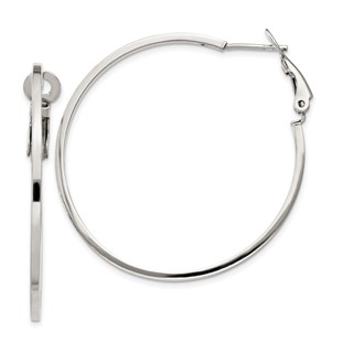 Sterling Silver Square Tube Omega Back Hoop Earrings