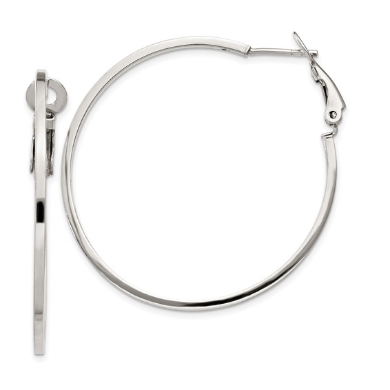 Sterling Silver Square Tube Omega Back Hoop Earrings