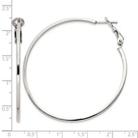 Sterling Silver RH-plated 1.5x 50mm Omega Back Round Hoop Earrings view 4