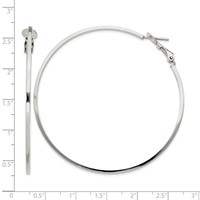 Sterling Silver RH-plated 1.5x 60mm Omega Back Round Hoop Earrings view 4