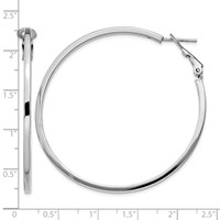 Sterling Silver RH-plated 2x 50mm Omega Back Round Hoop Earrings view 4