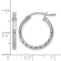 Sterling Silver Rhodium-plated Diamond-cut 2x 20mm Square Tube Hoop Earrings view 4