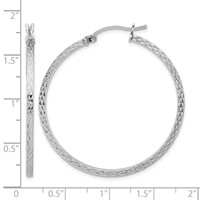 Sterling Silver Rhodium-plated Diamond-cut 2x 40mm Square Tube Hoop Earrings view 4