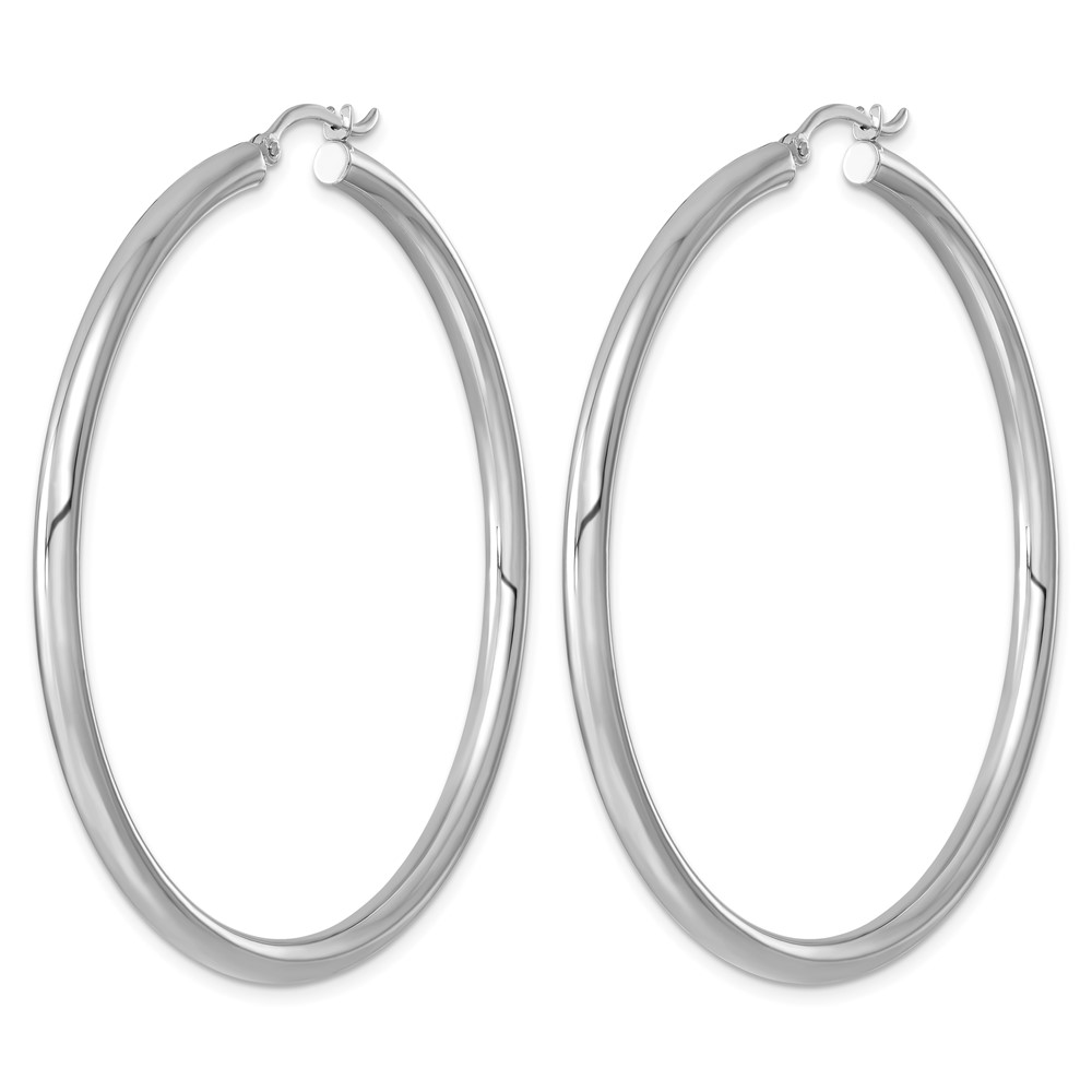 Sterling Silver Rhodium-plated 3mm Round Hoop Earrings (QE812)