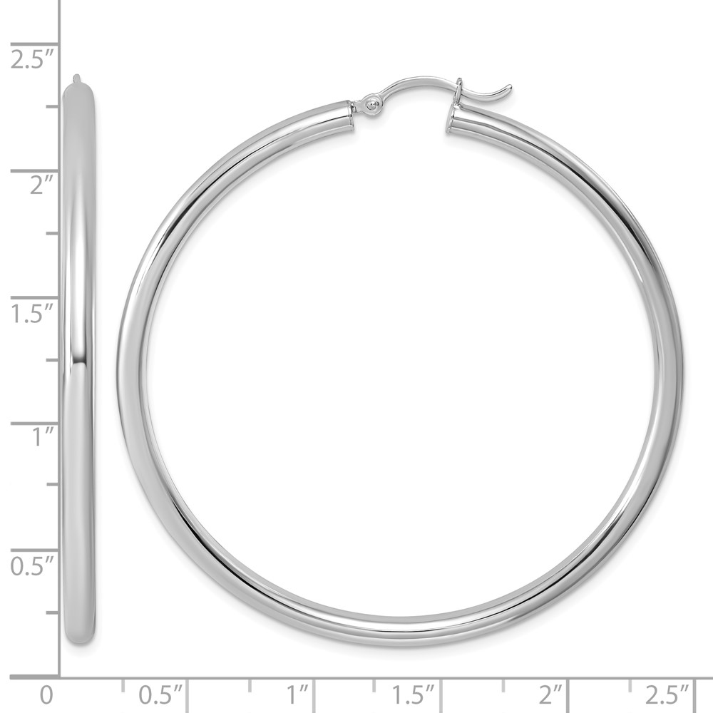 Sterling Silver Rhodium-plated 3mm Round Hoop Earrings (QE812)