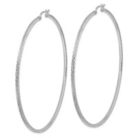 Sterling Silver Rhodium-plated Diamond-cut 2x 80mm Square Tube Hoop Earrings view 2