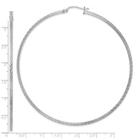 Sterling Silver Rhodium-plated Diamond-cut 2x 80mm Square Tube Hoop Earrings view 4