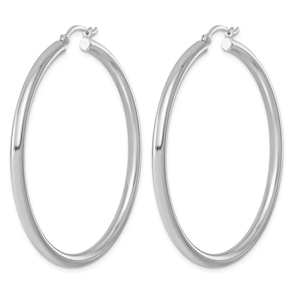 Sterling Silver Rhodium-plated 3mm Round Hoop Earrings (QE813)