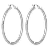 Sterling Silver Rhodium-plated 3mm Round Hoop Earrings view 4