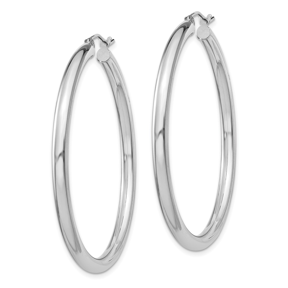 Sterling Silver Rhodium-plated 3mm Round Hoop Earrings (QE814)
