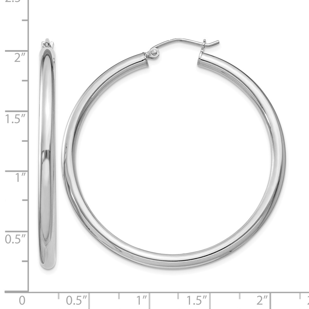 Sterling Silver Rhodium-plated 3mm Round Hoop Earrings (QE814)