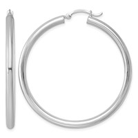 Sterling Silver Rhodium-plated 3mm Round Hoop Earrings view 1